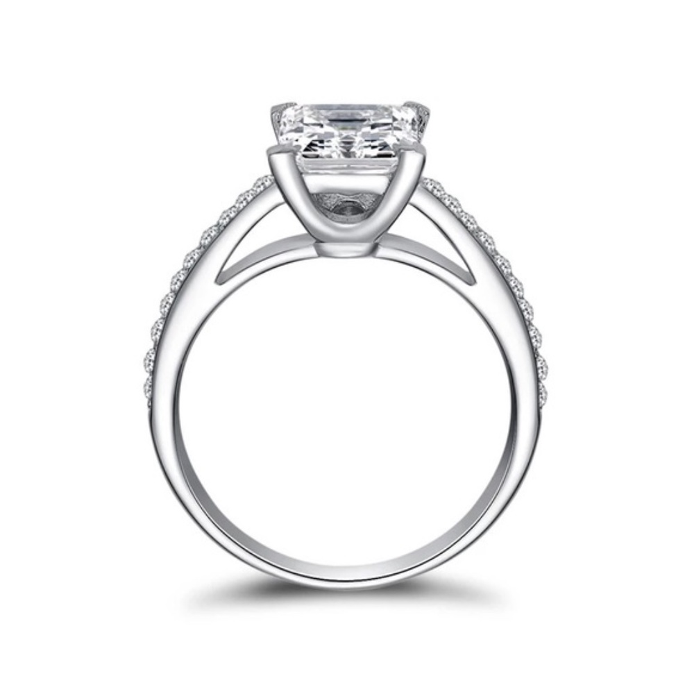 Princess Cut 925 Silver 0.76Ct Engagement CZ Ring - Picture 8 of 15